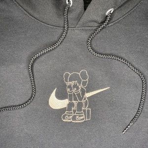 Large custom NIKExKAWS embroidered black hoodie